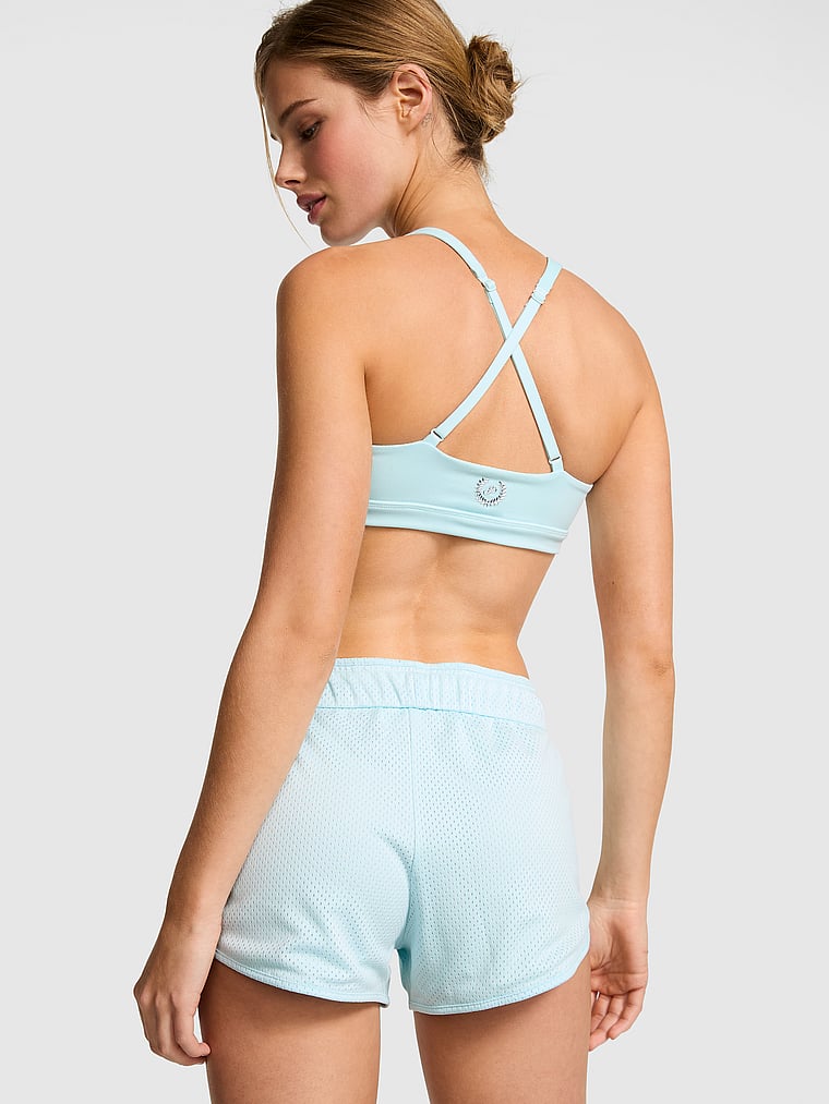 PINK Mesh Run Shorts, Spray Blue, onModelBack, 2 of 2 Mari is 5'7" and wears Small