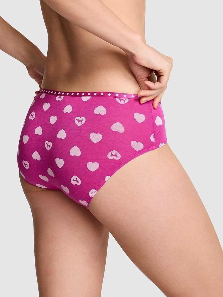 PINK Logo Cotton Hiphugger Panty, Pink Fire Heart Dog, onModelBack, 2 of 2