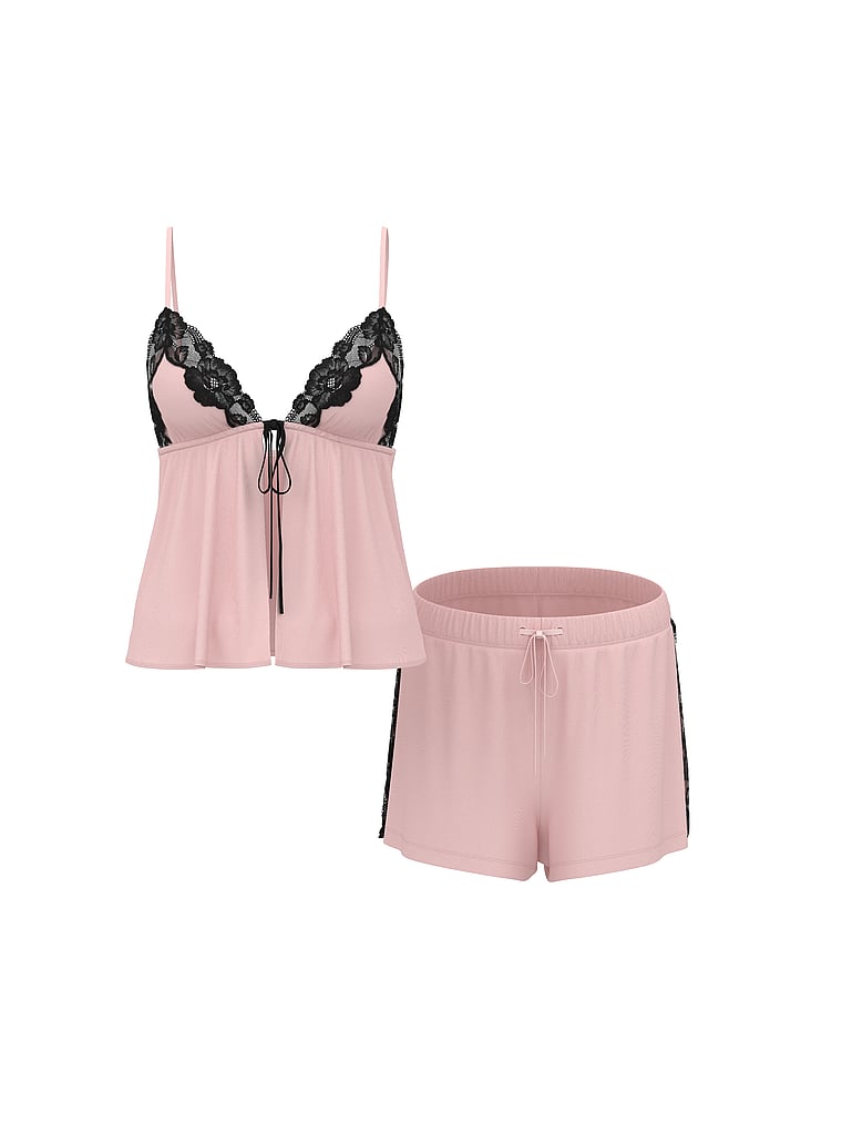 Modal Soft Lace-Trim Flyaway Cami Set