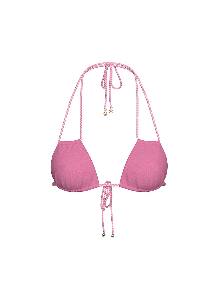 Victoria's Secret, Victoria's Secret Swim Twist Rope Convertible Triangle Bikini Top, Pink Sugar, offModelFront, 3 of 3