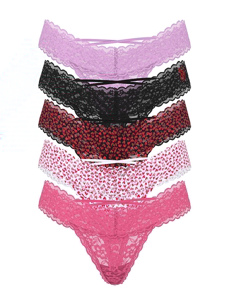 Victoria's Secret, Victoria's Secret 5-Pack Lacie Hearts Thong Panties, offModelFront, 1 of 1