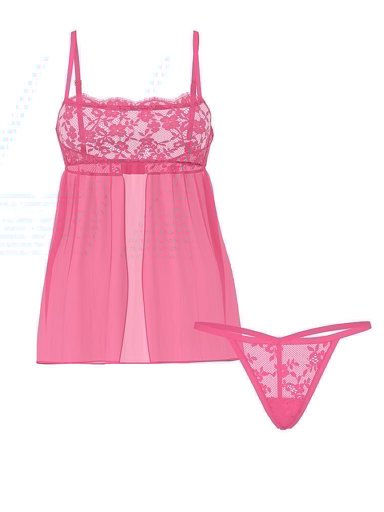 Dare to Dream Lace Pleated Babydoll Set