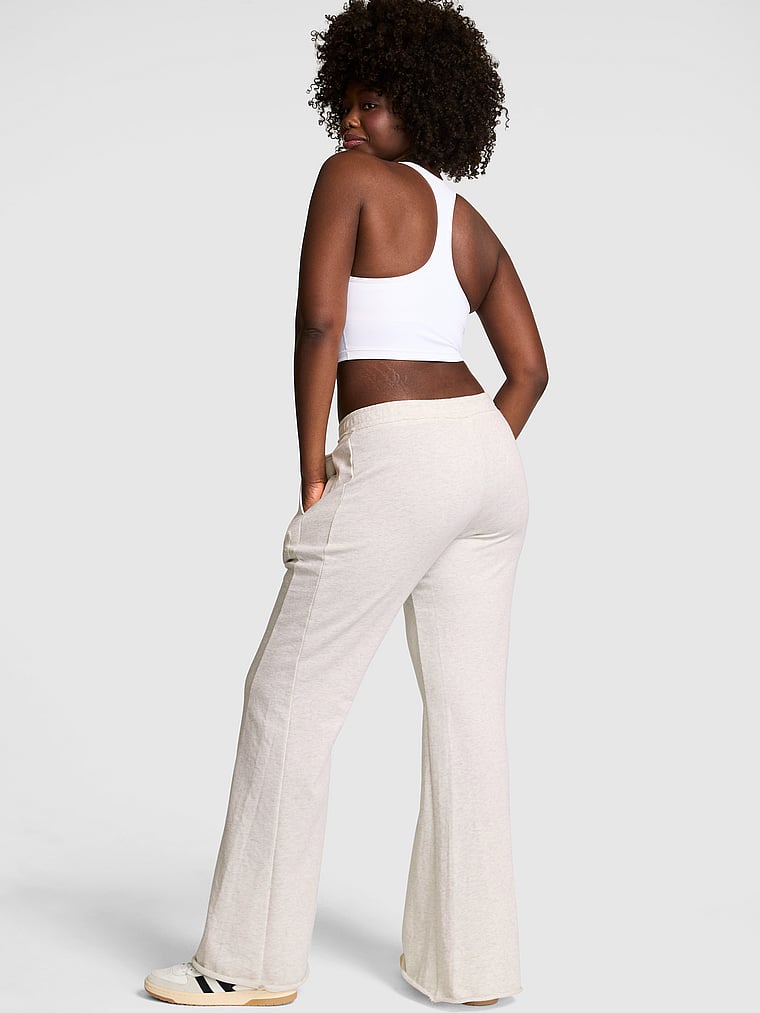 PINK Campus Terry™ Flare Pants, Snow Heather, onModelBack, 2 of 4