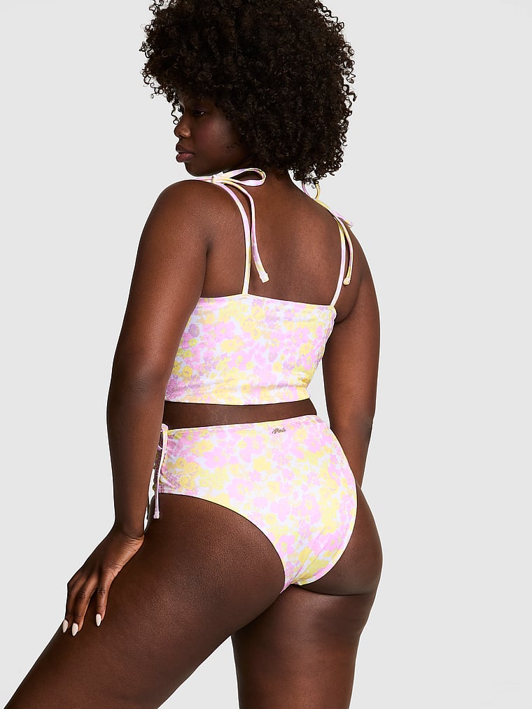 PINK SWIM Bow-Strap Push-Up Tankini Top, Layered Floral, onModelBack, 2 of 3 Fanta is 5'11" and wears 34D or Medium