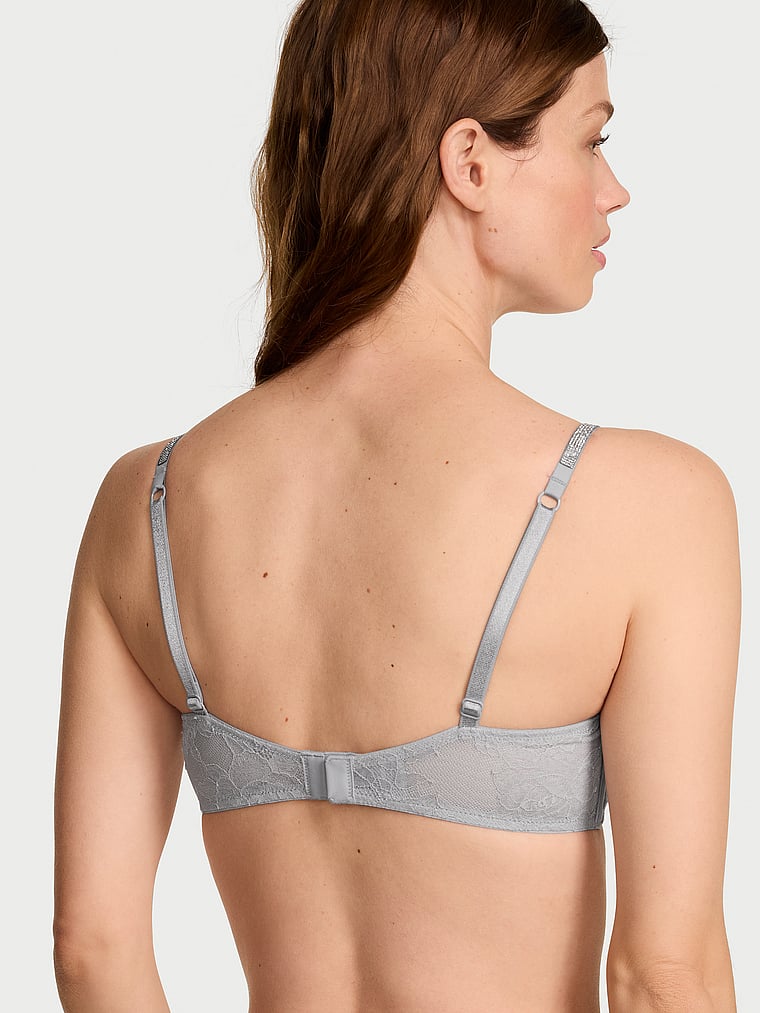 Victoria's Secret, Very Sexy Rose Lace Gradient Shine Bandeau Bra, Sterling, onModelBack, 2 of 4 Maggie is 5'7" and wears 32B or Small