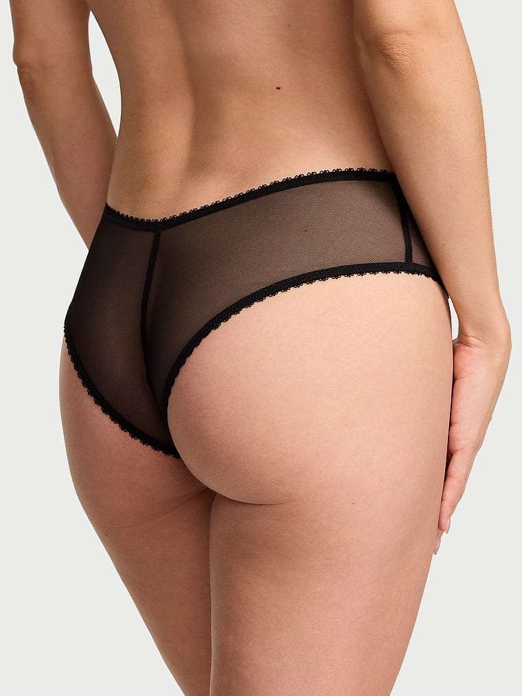 Tease Mesh Lace-Trim Cheeky Panty