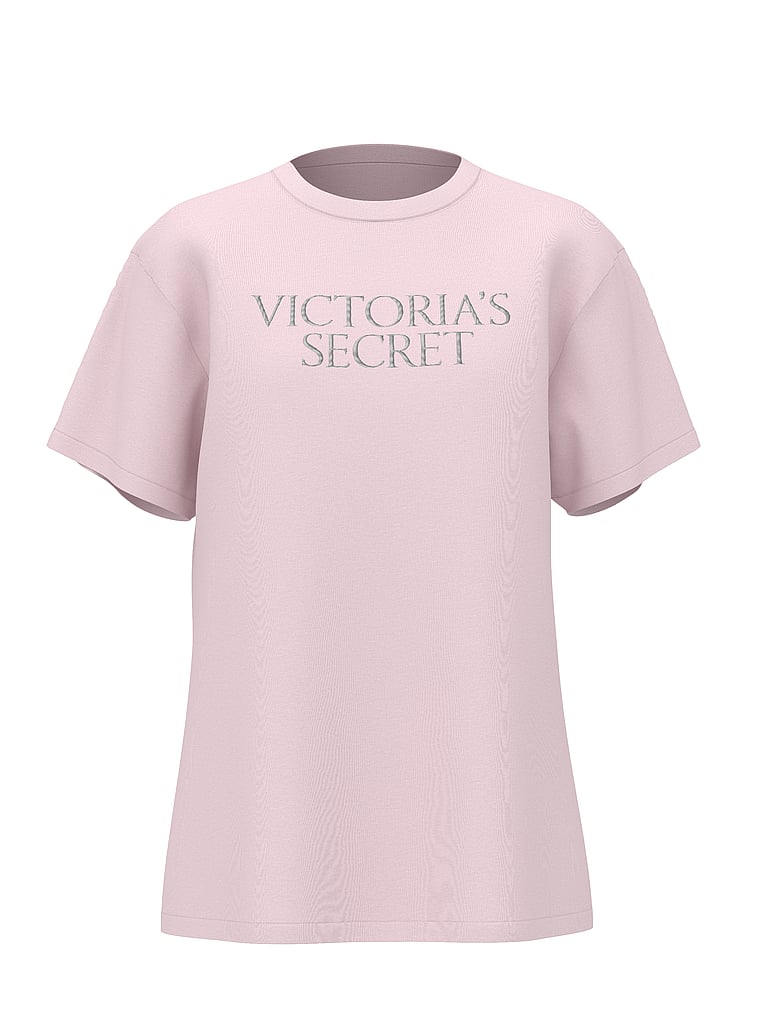 Victoria's Secret, Angel Essentials Cotton Oversized Tee, Pretty Blossom, offModelFront, 3 of 4