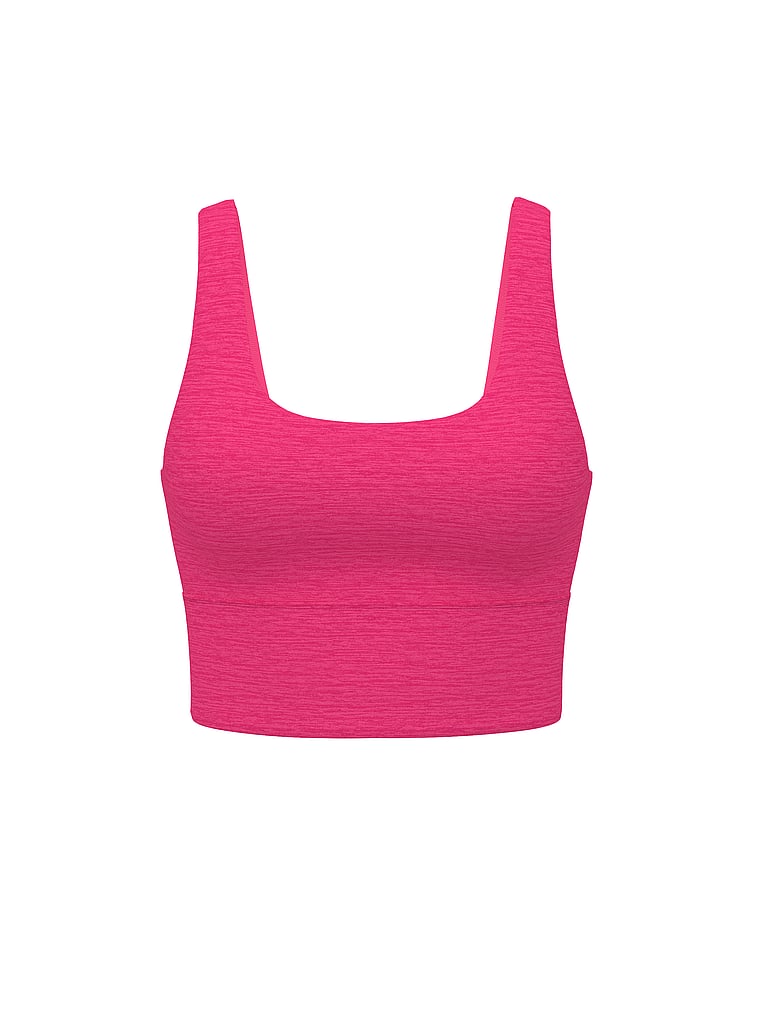 Victoria's Secret, VSX VSX LUXMarl™ Longline Sports Bra, Heather Cherry Blossom, offModelFront, 4 of 4