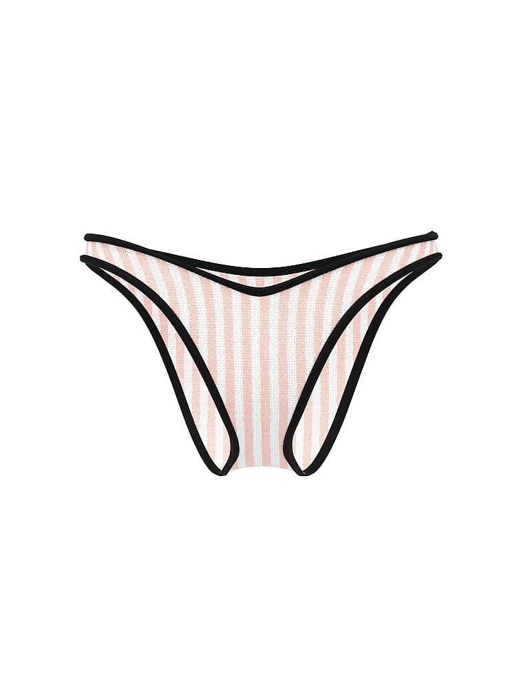 Victoria's Secret, Victoria's Secret Swim Heritage Stripe Sequin Brazilian Bikini Bottom, Iconic Pink Stripes, offModelFront, 4 of 4