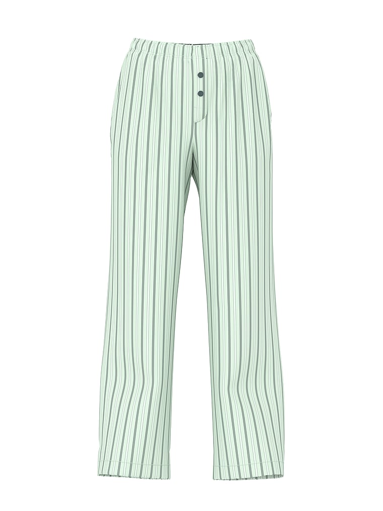 PINK Flannel Pajama Pants, Deep Forest/mint Stripes, offModelFront, 3 of 3