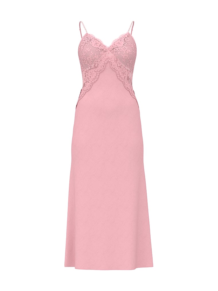 Twinkle Satin & Lace Long Slip Dress