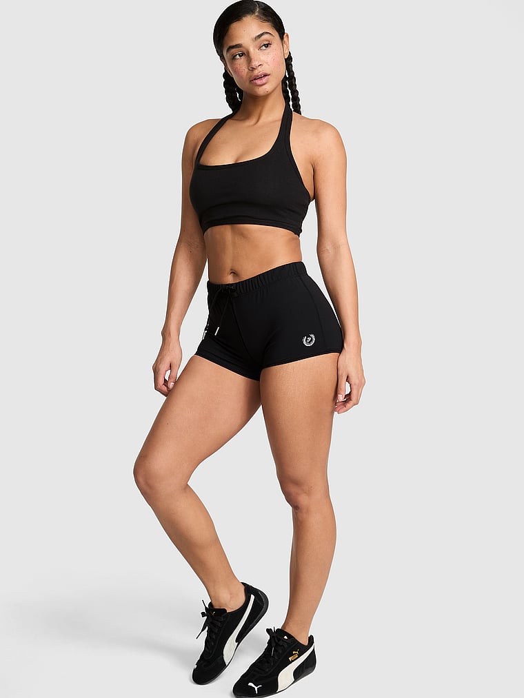 PINK Relay 2” Micro Shorts, Pure Black, onModelFront, 1 of 3