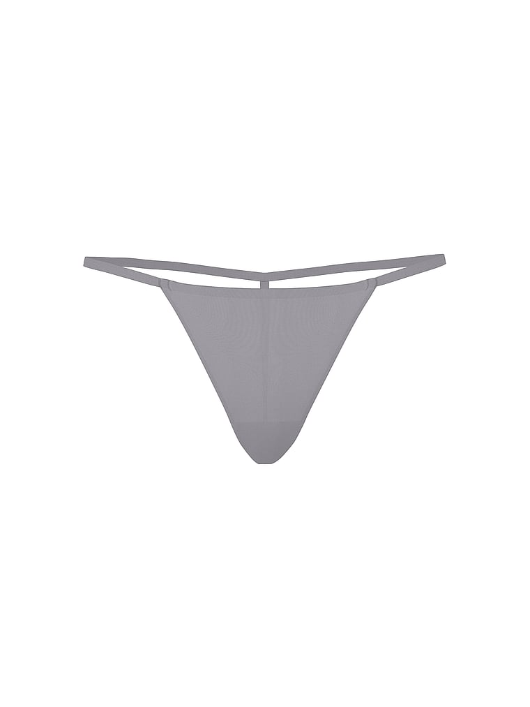 PINK No-Show V-String Panty, Grey Oasis, offModelFront, 3 of 5