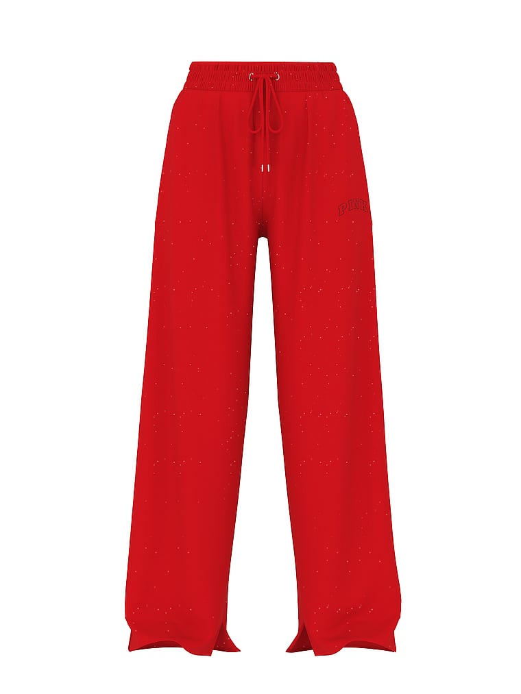 PINK Campus Fleece™ Wide-Leg Split-Hem Sweatpants, offModelFront, 3 of 3
