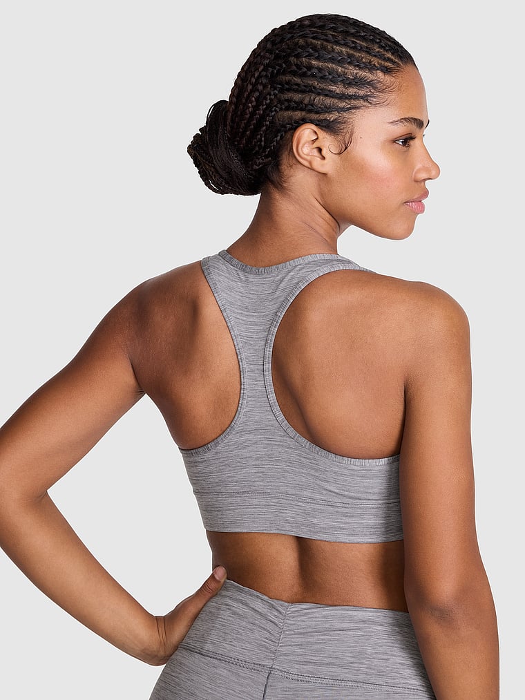 PINK PINK Relay™ Racerback Sports Bra, Night Owl Grey Marl, onModelBack, 2 of 2