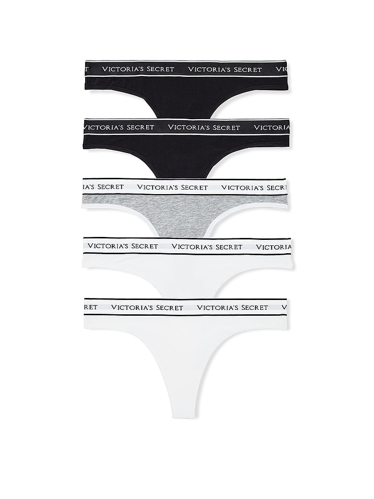 5-Pack Logo Cotton Thong Panties