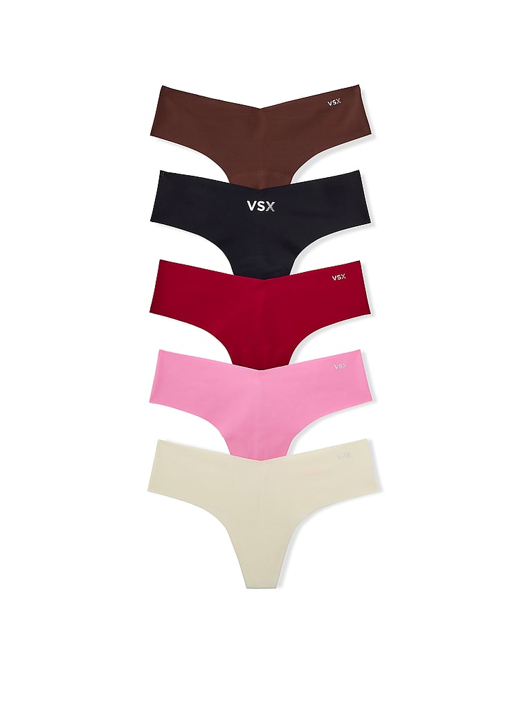 Victoria's Secret, Victoria's Secret 5-Pack VSX No-Show Thong Panties, Multi, offModelFront, 1 of 1