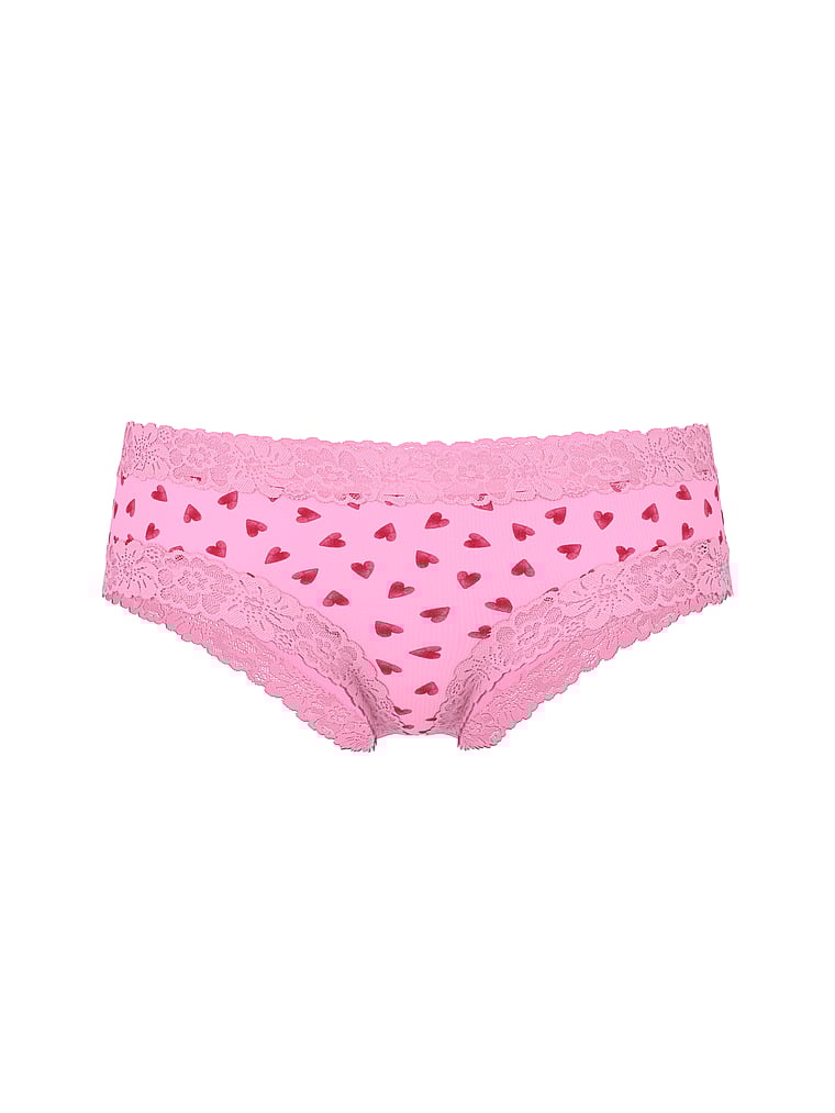 PINK PINK Wink™ Lace-Trim Cheeky Panty, Pink Hearts, offModelFront, 4 of 4