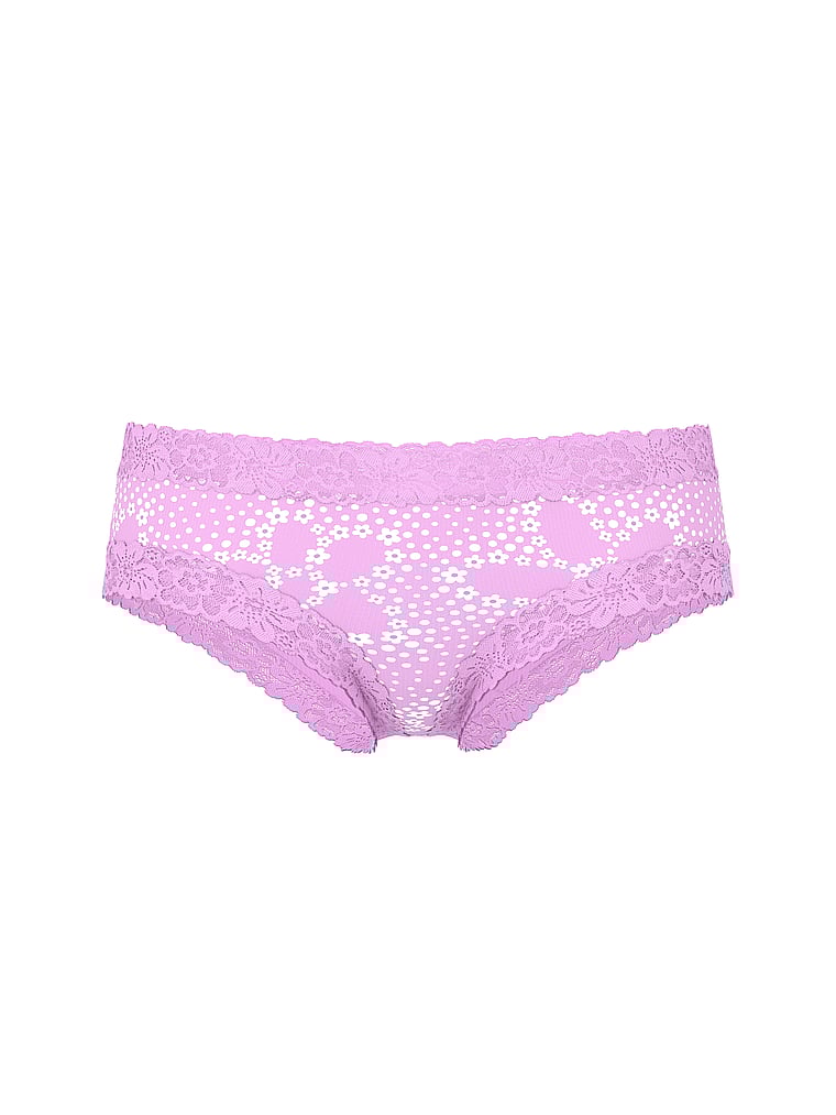 PINK PINK Wink™ Lace-Trim Cheeky Panty, Lt Lilac Floral, offModelFront, 3 of 3