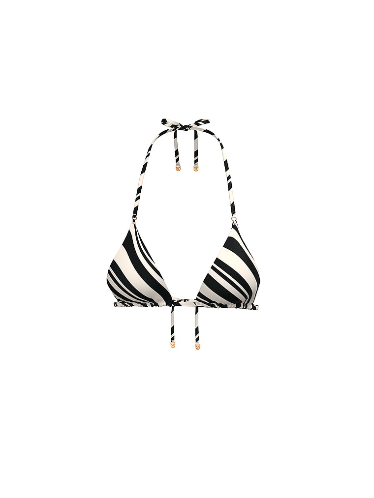 Victoria's Secret, Victoria's Secret Swim Triangle Bikini Top, Black Stripes, offModelFront, 3 of 3