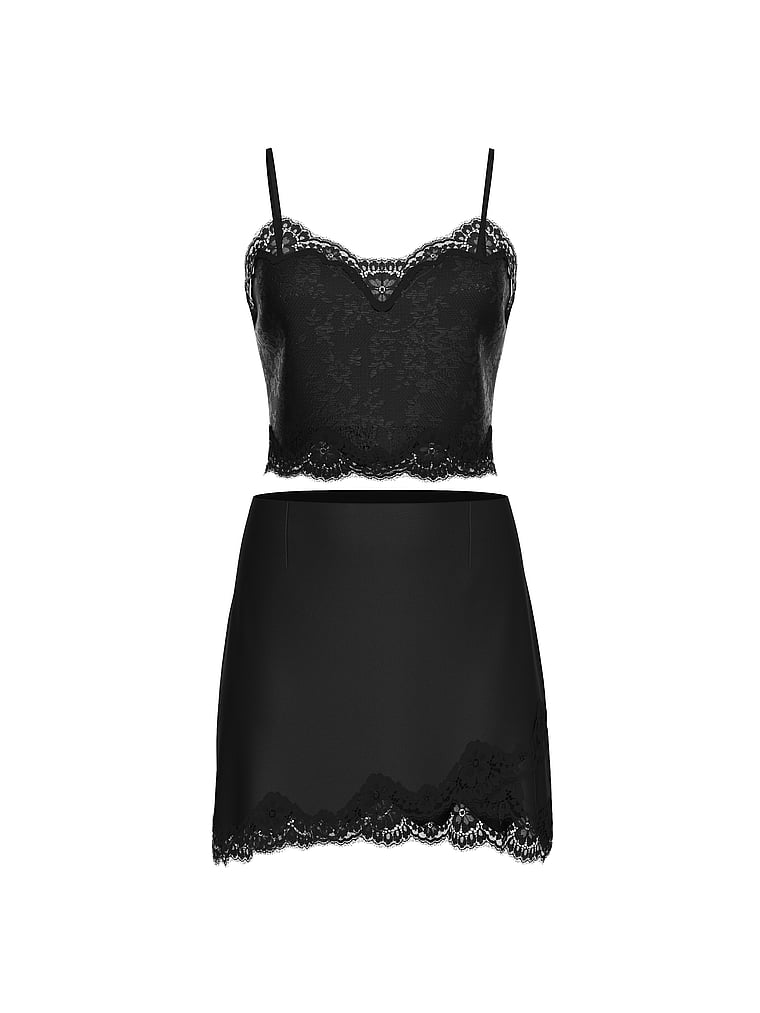 Satin Lace Cami & Mini Skirt Set