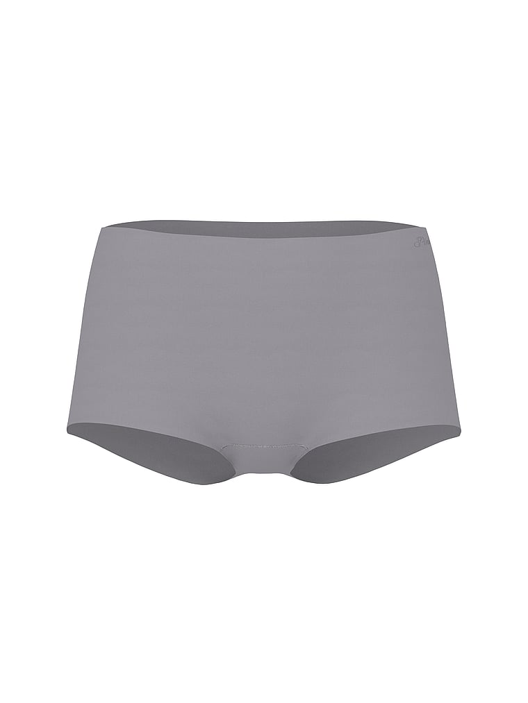 PINK No-Show Mid-Rise Boyshort Panty, Grey Oasis, offModelFront, 3 of 5