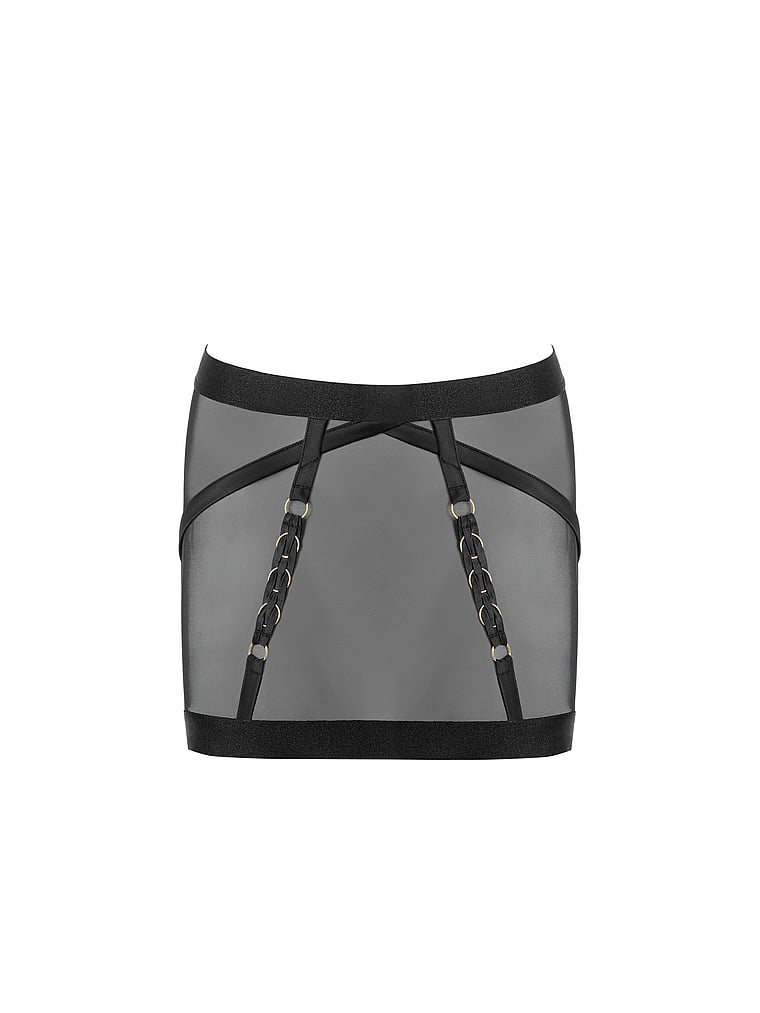Victoria's Secret, BLUEBELLA Suri Open-Back Skirt, Black, offModelFront, 3 of 5