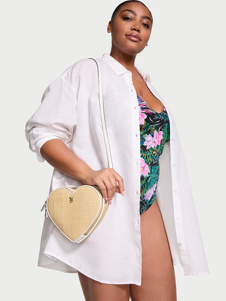 Victoria's Secret, Victoria's Secret Heart Crossbody Bag, Gneric Beige/Khak/Nude, onModelSide, 3 of 4
