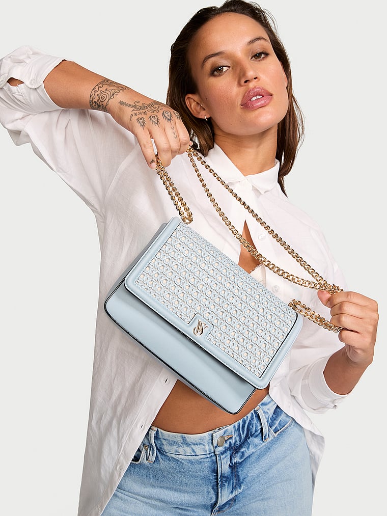 Victoria's Secret, Victoria's Secret Medium Crossbody Bag, Adrift Blue, onModelSide, 3 of 4