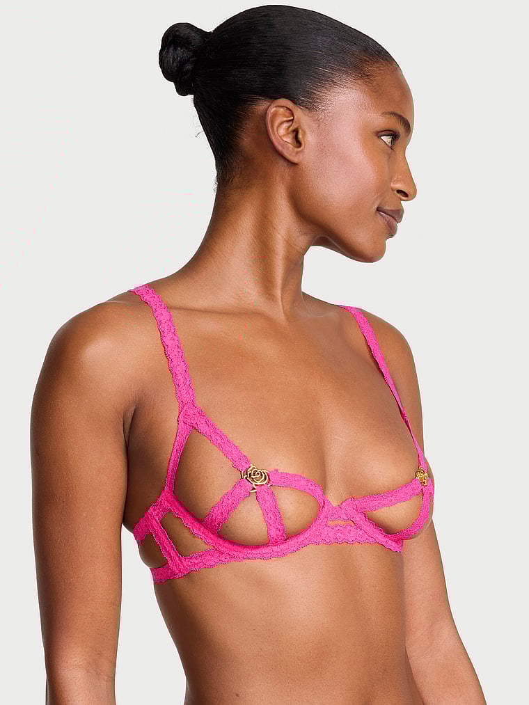 Rose Hardware Lace Strappy Open-Cup Demi Bra