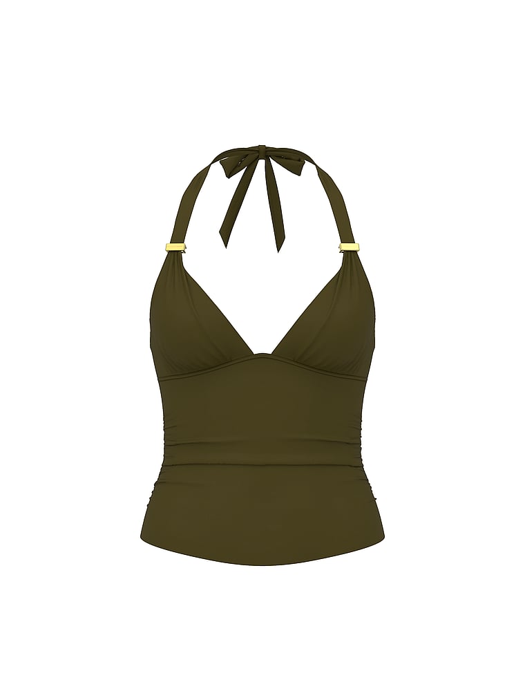 Victoria's Secret, Victoria's Secret Swim Ultimate Smoothing Harlow Push-Up Tankini Top, Vine Green, offModelFront, 3 of 3