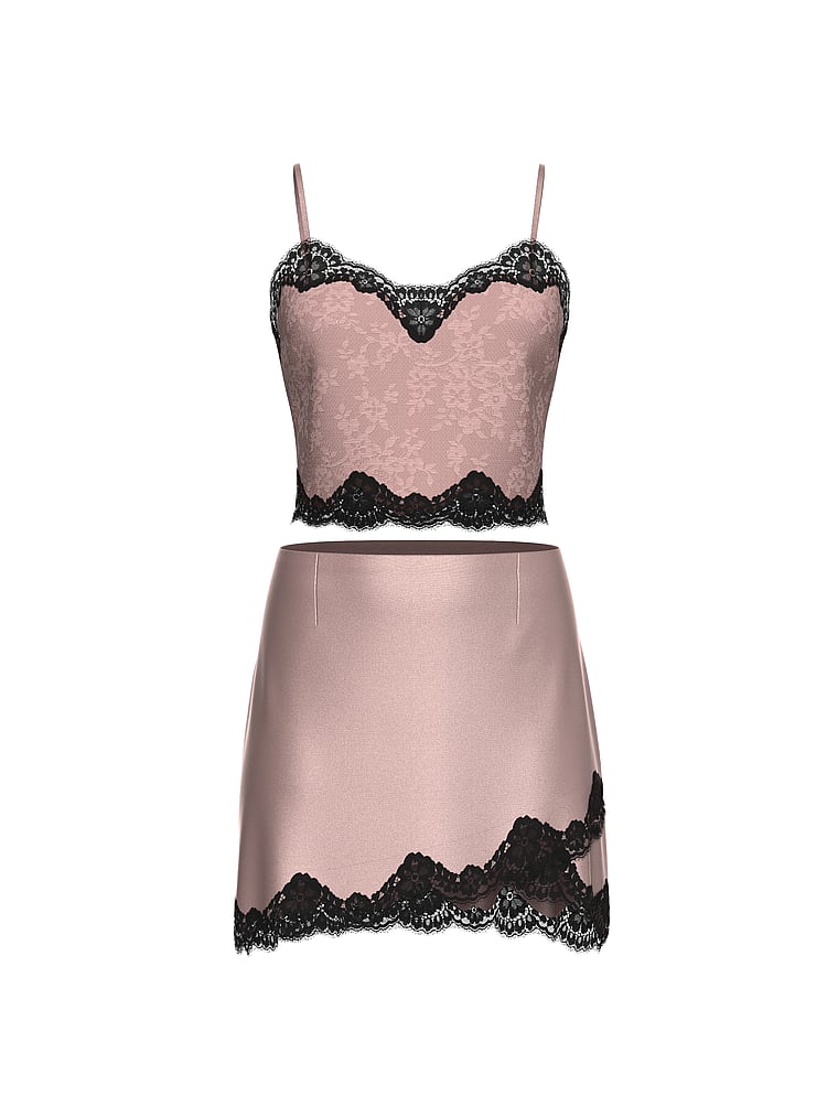 Satin Lace Cami & Mini Skirt Set