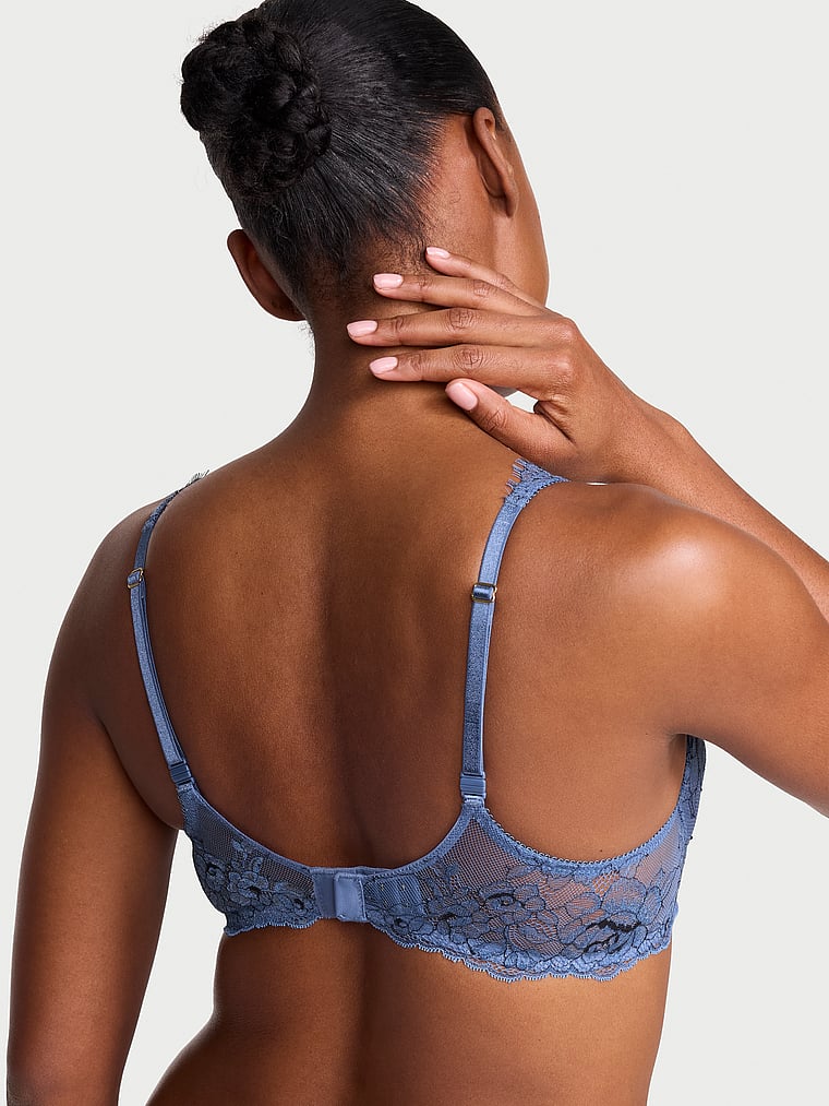 Victoria's Secret, Very Sexy Showgirl Embroidery Uplift Balconette Bra, Denim Blue, onModelBack, 2 of 4