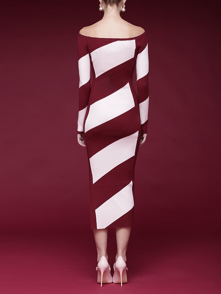 Off-The-Shoulder Midi Sweater Dress