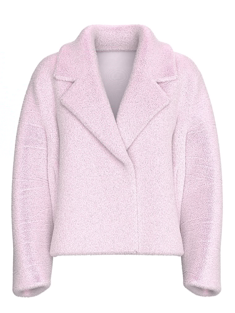 PINK Faux-Fur Cropped Jacket, Pink, offModelFront, 3 of 3