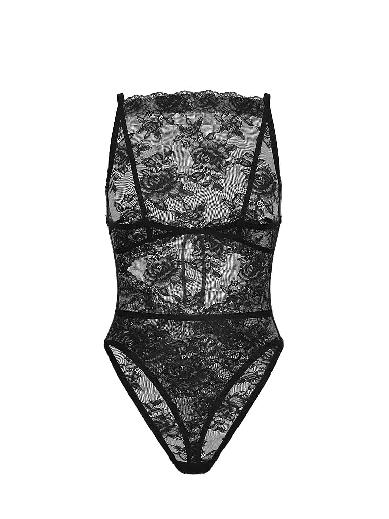 Rose Lace Shimmer High-Neck Teddy