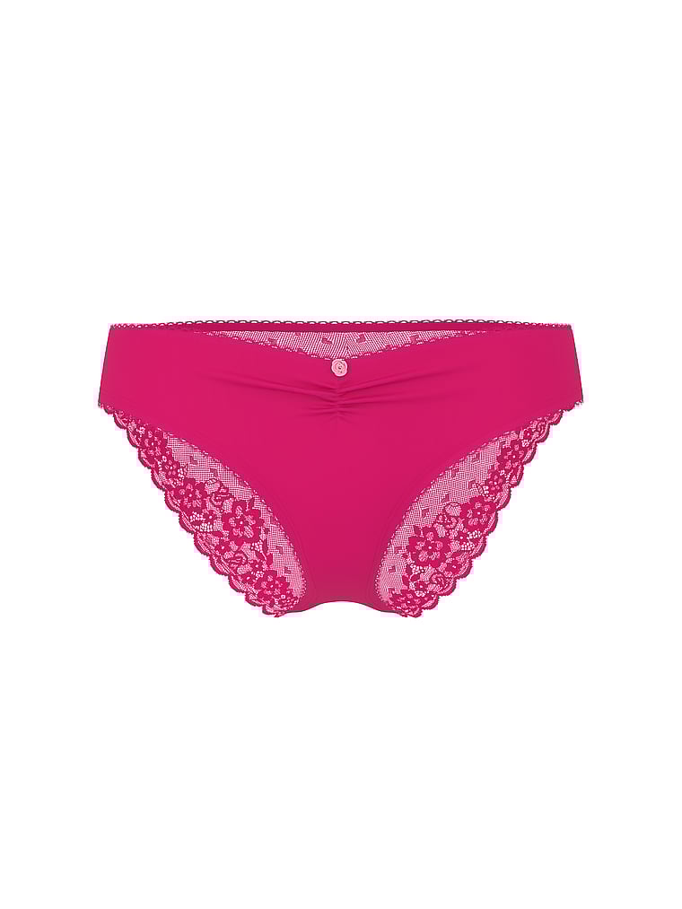 Victoria's Secret, Victoria's Secret Stretch Cotton Rib Bikini Panty, Pop Pink, offModelFront, 3 of 3