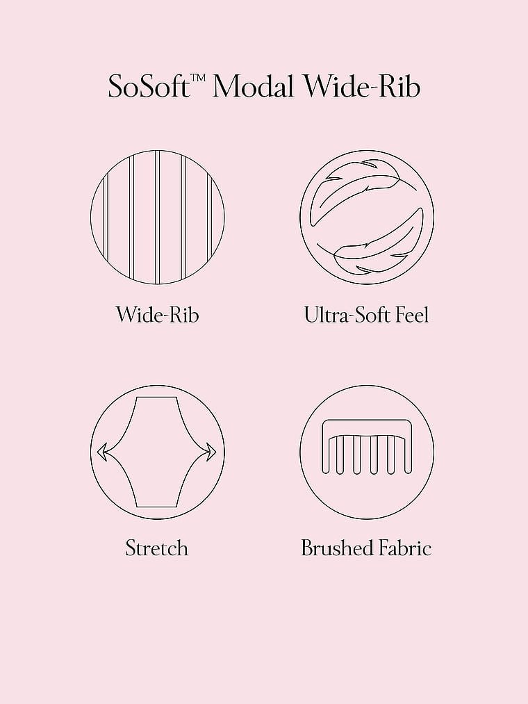 Victoria's Secret, Victoria's Secret SoSoft™ Modal Wide-Rib Long-Sleeve Henley & Shorts Set, Black, detail, 4 of 4