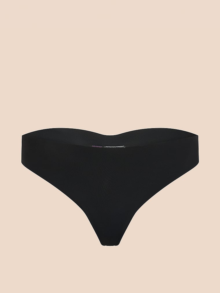 Victoria's Secret, Adore Me Francie Thong Panty, Jet Black, offModelFront, 3 of 3