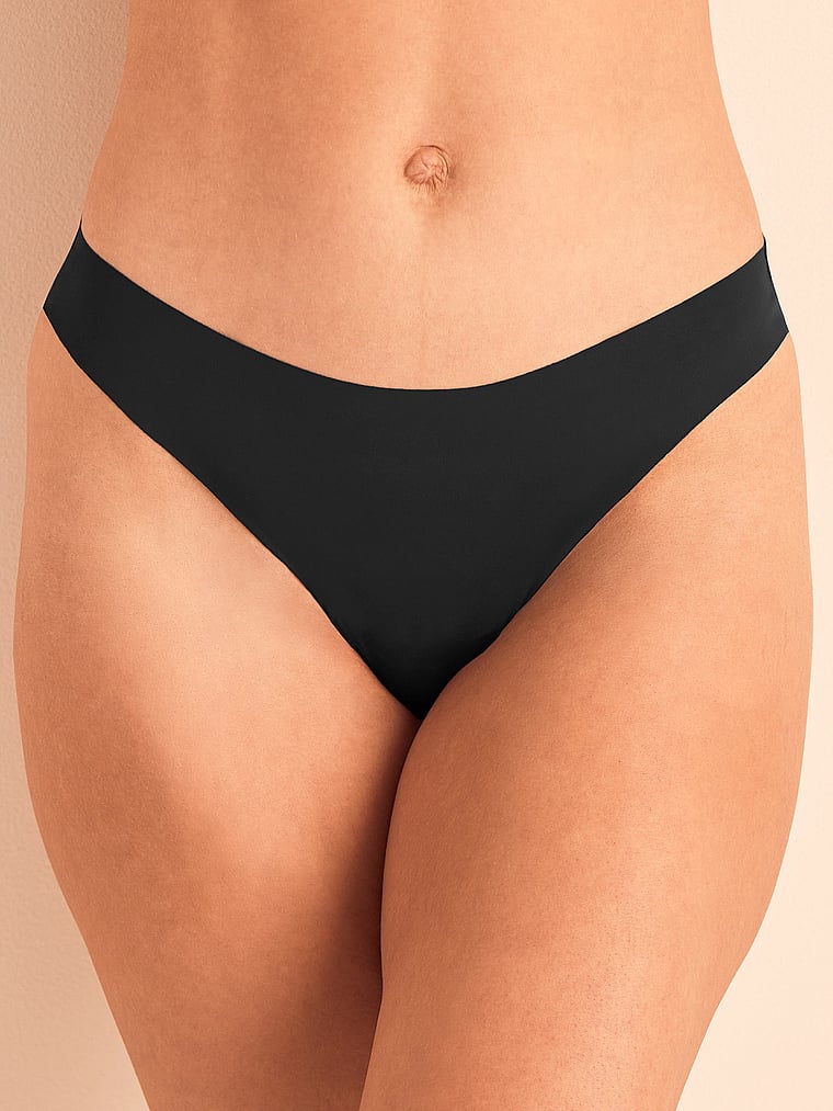 Victoria's Secret, Adore Me Francie Thong Panty, Jet Black, onModelFront, 1 of 3