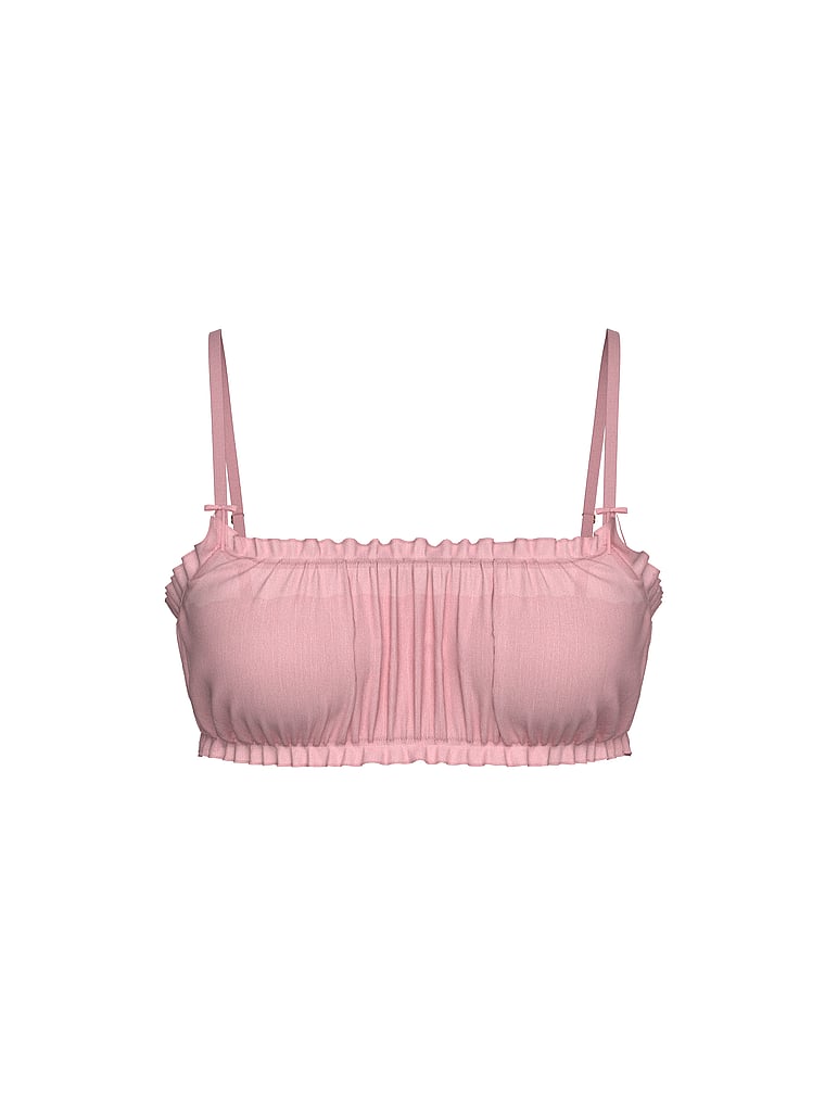 Victoria's Secret, Dream Angels Heart Chiffon Unlined Bralette, Petal Pink, offModelFront, 3 of 3