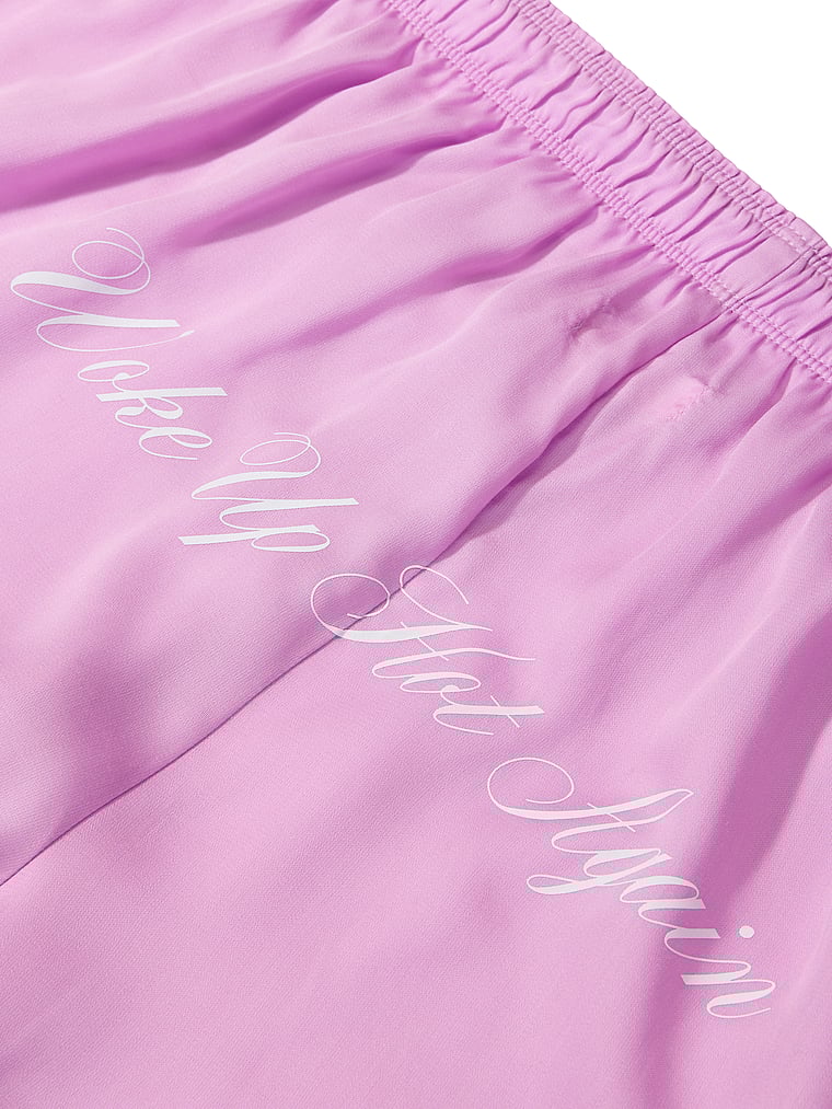 PINK Cotton Boxy Pajama Shorts, Light Lilac, onModelBack, 1 of 3