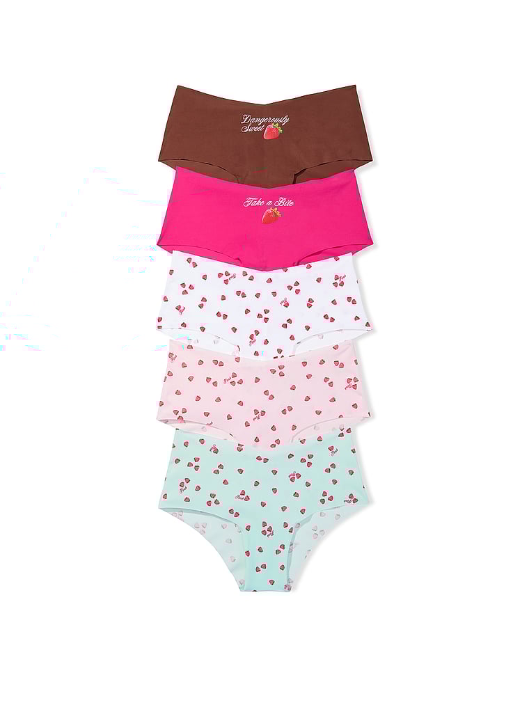 PINK 5-Pack No-Show Cheeky Panties, Berry Pack, offModelFront, 1 of 1