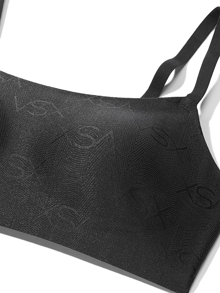 Victoria's Secret, VSX VSX LUXShine Logo Stretch-Comfort Sports Bra, Classic Dark Smoke, detail, 4 of 4