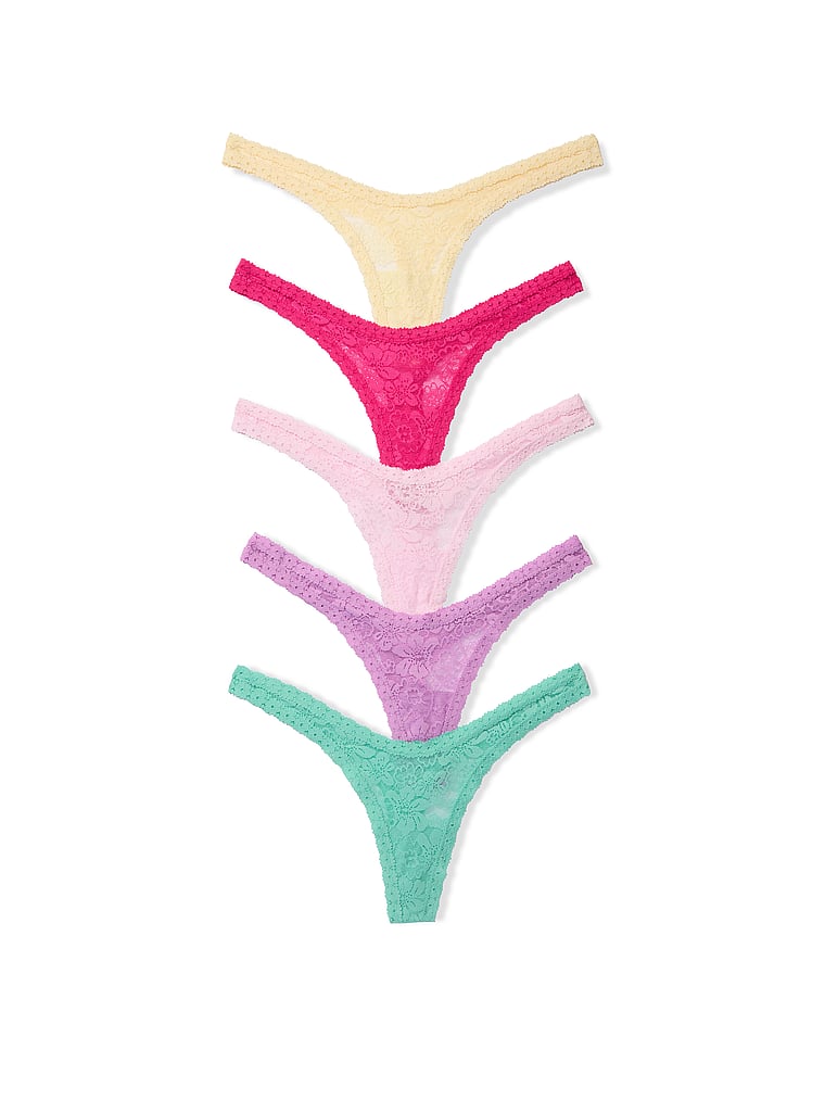 PINK 5-Pack PINK Wink™ Micro Thong Panties, Spring Fashion Pack, offModelFront, 1 of 1