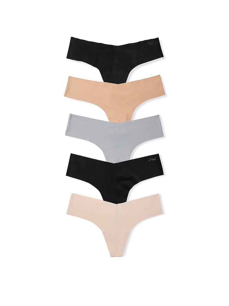 PINK 5-Pack No-Show Thong Panties, Basics Pack, offModelFront, 1 of 1