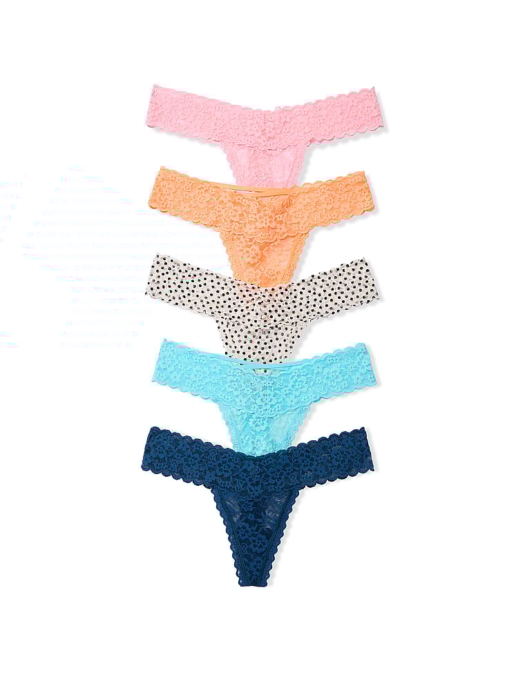 Victoria's Secret, Victoria's Secret 5-Pack Lacie Thong Panties, offModelFront, 1 of 1