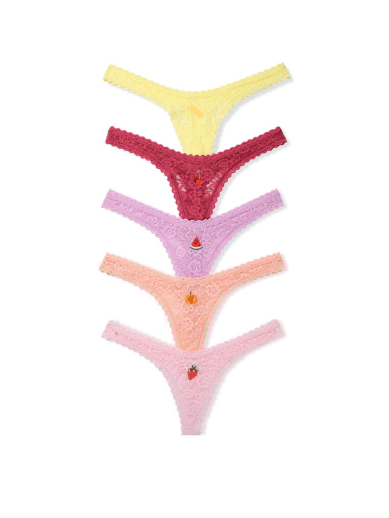Victoria's Secret, Victoria's Secret 5-Pack Lacie Fruity Ultra-Mini Scoop Thong Panties, Multi, offModelFront, 1 of 1