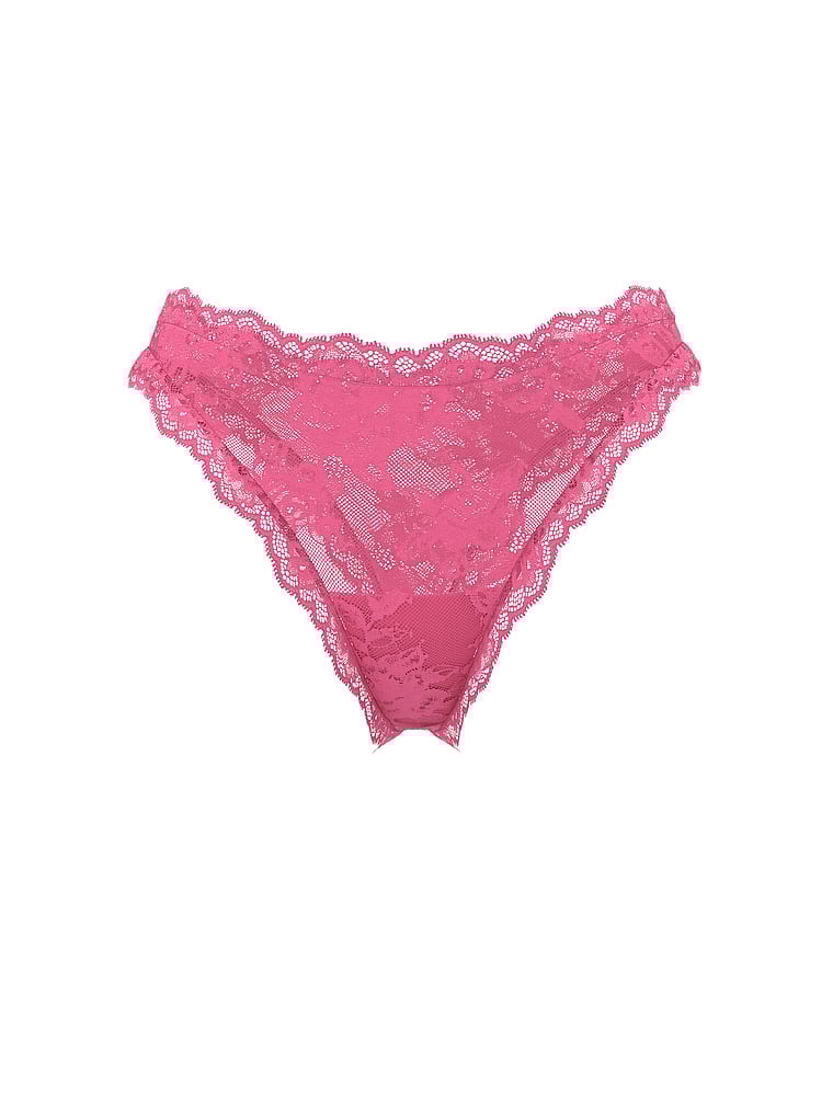 Victoria's Secret, Very Sexy Rose Lace High-Leg Thong Panty, Rose Garden, offModelFront, 3 of 4