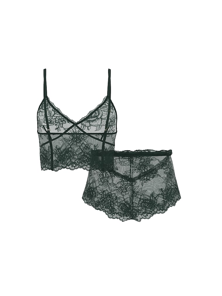 Rose Lace Shimmer Cami & Shorts Set